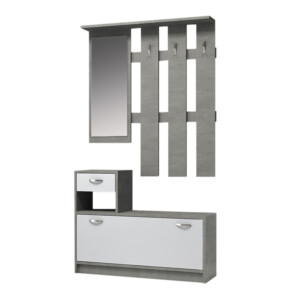 Έπιπλο εισόδου Raynold Megapap χρώμα γκρι σκυροδέματος - λευκό 100x30x180εκ. - Image 3