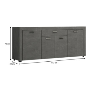 Μπουφές Joseph Megapap χρώμα γκρι σκυροδέματος 177x40x76εκ. - Image 4