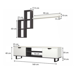 Σύνθεση τηλεόρασης Lonsa Megapap χρώμα λευκό 160x35x40εκ. - Image 4