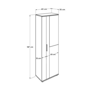 Ντουλάπα ρούχων - παπουτσοθήκη 30 ζευγών Porto μονόφυλλη με καθρέφτη tori 60x36x187εκ. - Image 6