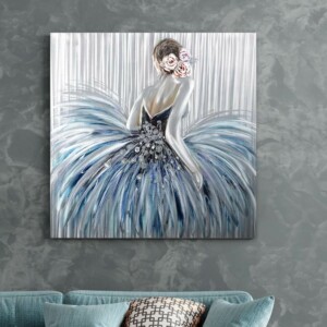 Πίνακας σε καμβά "Girl In Pearl Dress" Megapap ψηφιακής εκτύπωσης 90x90x3εκ. - Image 2