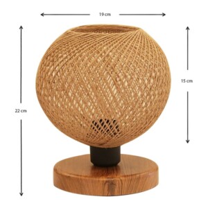 Φωτιστικό επιτραπέζιο Bonnie Megapap E27 κλωστή/Mdf χρώμα φυσικό/καφέ 19x15x22εκ. - Image 3