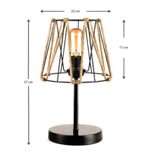 Φωτιστικό επιτραπέζιο Clancy Megapap E27 σχοινί/μεταλλικό χρώμα μαύρο 22x17x37εκ. - Image 3