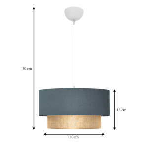 Φωτιστικό οροφής Lucifer Megapap E27 υφασμάτινο μονόφωτο χρώμα μπλε ανθρακί 30x15x70εκ. - Image 3
