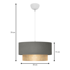 Φωτιστικό οροφής Lucifer Megapap E27 υφασμάτινο μονόφωτο χρώμα γκρι 30x15x70εκ. - Image 3
