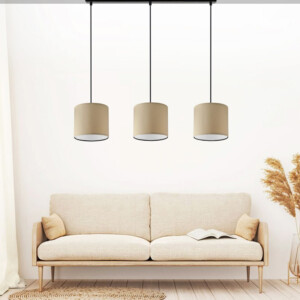 Φωτιστικό οροφής Morris Megapap E27 υφασμάτινο τρίφωτο χρώμα καφέ 55x15x70εκ. - Image 2