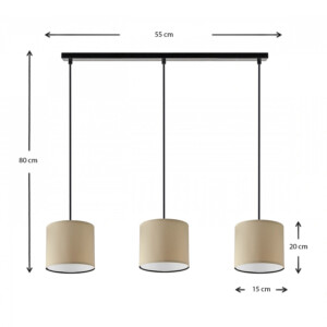 Φωτιστικό οροφής Morris Megapap E27 υφασμάτινο τρίφωτο χρώμα καφέ 55x15x70εκ. - Image 3