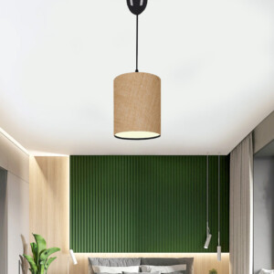 Φωτιστικό οροφής Layla Megapap Ε27 υφασμάτινο μονόφωτο χρώμα μπεζ 19x25x70εκ. - Image 2