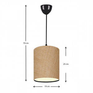 Φωτιστικό οροφής Layla Megapap Ε27 υφασμάτινο μονόφωτο χρώμα μπεζ 19x25x70εκ. - Image 3