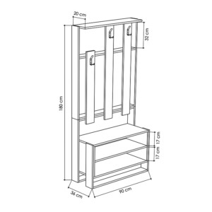 Έπιπλο εισόδου Chester Megapap χρώμα φυσικό οξιάς - λευκό 90x36x180εκ. - Image 3
