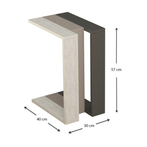 Τραπεζάκι βοηθητικό Muju Megapap ανοιχτή μόκα/λευκό αντικέ/ανθρακί 30x40x57εκ. - Image 4