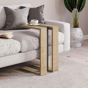 Τραπεζάκι βοηθητικό Muju Megapap χρώμα φυσικό οξιάς/ανθρακί 30x40x57εκ.