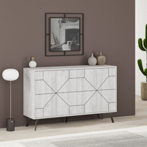 Μπουφές Dune Megapap χρώμα λευκό αντικέ 123x35x77