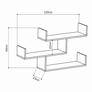 Ραφιέρα τοίχου Tibet Megapap χρώμα λευκό 119x22x66εκ. - Image 3