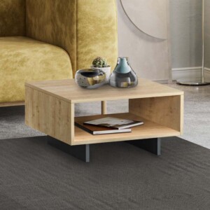 Τραπεζάκι σαλονιού Hola Megapap χρώμα φυσικό οξιάς - ανθρακί 60x60x32εκ.