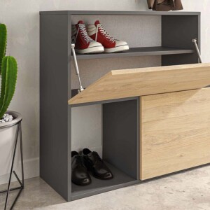 Έπιπλο εισόδου - παπουτσοθήκη Holdon Megapap sapphire oak/ανθρακί 120x36,5x87,5εκ. - Image 4