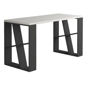 Γραφείο εργασίας Honey Megapap χρώμα λευκό - ανθρακί 137x60x75εκ - Image 2