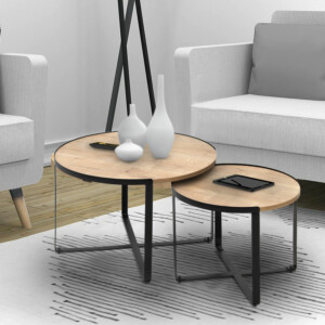 Σετ τραπεζάκια σαλονιού Davis Megapap 2τμχ. χρώμα φυσικό οξιάς 70x69x46εκ. - Image 2