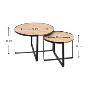 Σετ τραπεζάκια σαλονιού Davis Megapap 2τμχ. χρώμα φυσικό οξιάς 70x69x46εκ. - Image 4