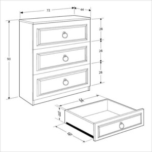 Συρταριέρα Hampton Megapap χρώμα λευκό 72x44x93εκ. - Image 6