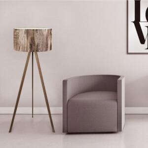 Φωτιστικό δαπέδου Rosling Megapap Mdf/ύφασμα Pvc χρώμα καρυδί/καφέ 38x21x140εκ. - Image 2