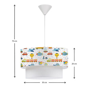 Φωτιστικό οροφής Goofy Megapap υφασμάτινο μονόφωτο με χαριτωμένα οχήματα 30x20x70εκ. - Image 3