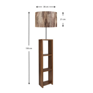 Φωτιστικό δαπέδου Launo Megapap υφασμάτινο Pvc/MDF χρώμα καφέ/καρυδί 38x38x150εκ. - Image 3