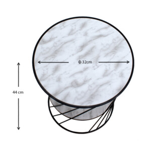 Βοηθητικό τραπεζάκι Jaspin Megapap μεταλλικό - Mdf χρώμα μαύρο-λευκό εφέ μαρμάρου 32x32x44εκ. - Image 4
