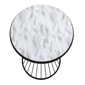 Τραπεζάκι βοηθητικό Hoffman Megapap μεταλλικό - Mdf χρώμα μαύρο - λευκό εφέ μαρμάρου 35x35x58εκ. - Image 3