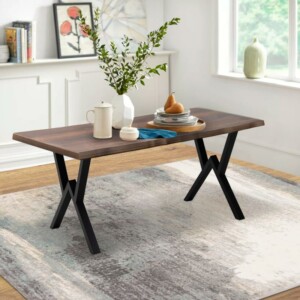 Τραπέζι Walter Megapap Mdf - μεταλλικό χρώμα καρυδί 160x80x75εκ. - Image 3