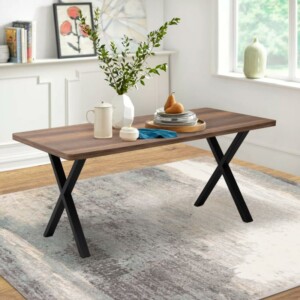 Τραπέζι Jeremy Megapap Mdf - μεταλλικό χρώμα καρυδί 160x80x75εκ. - Image 2