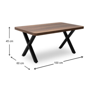 Τραπεζάκι σαλονιού Jeremy Megapap Mdf - μεταλλικό χρώμα καρυδί 100x60x45εκ. - Image 5