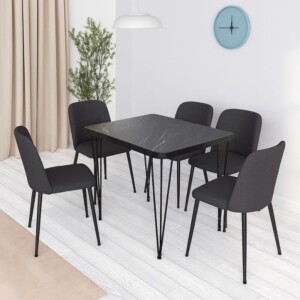 Τραπέζι Roger Megapap Mdf - μεταλλικό χρώμα μαύρο εφέ μαρμάρου 120x70x75εκ. - Image 2