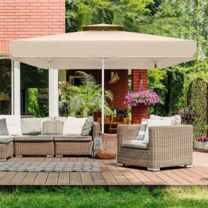 Ομπρέλα επαγγελματική Juno Megapap τηλεσκοπική αλουμινίου χρώμα εκρού 4x4m. - Image 2