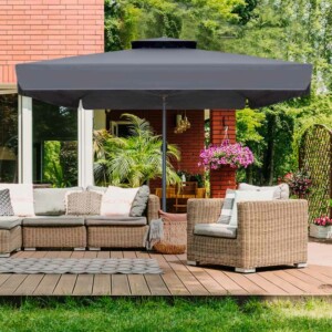 Ομπρέλα επαγγελματική Juno Megapap τηλεσκοπική αλουμινίου χρώμα ανθρακί 4x4m. - Image 2