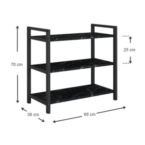 Παπουτσοθήκη Navari Megapap 9 ζευγών μεταλλική - μελαμίνης χρώμα μαύρο εφέ μαρμάρου 66x36x70εκ. - Image 5