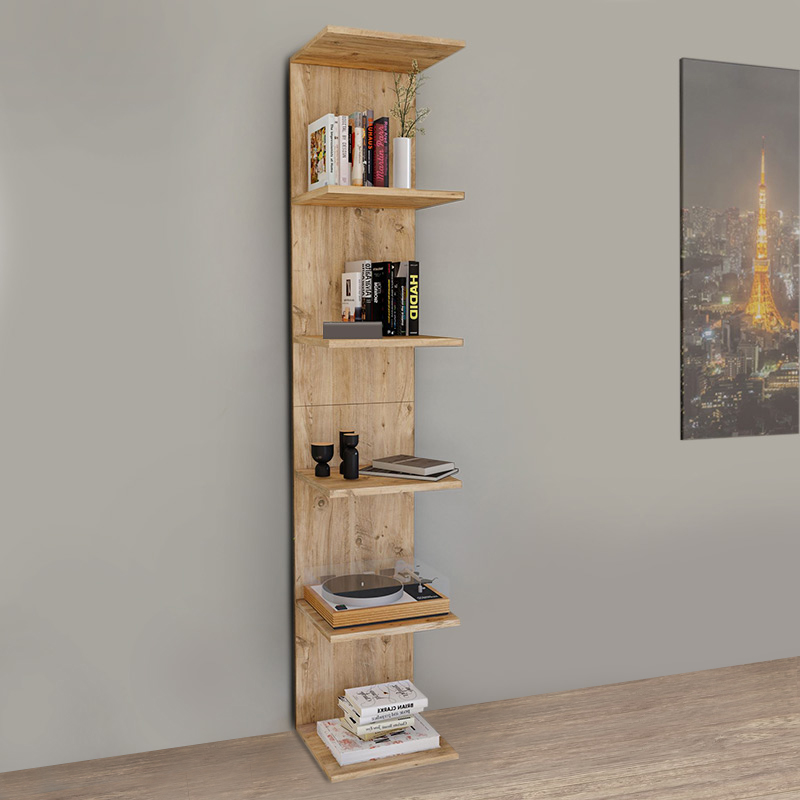 Βιβλιοθήκη - Ραφιέρα τοίχου μελαμίνης Ogden Megapap χρώμα pine oak 34