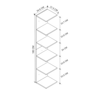 Βιβλιοθήκη - Ραφιέρα τοίχου Ogden Megapap χρώμα ανθρακί 34,5x30x180εκ. - Image 5