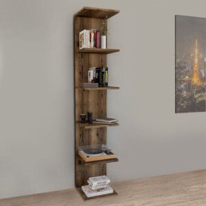 Βιβλιοθήκη - Ραφιέρα τοίχου μελαμίνης Ogden Megapap χρώμα καπνιστή καρυδιά 34