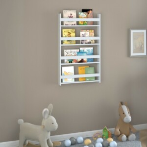 Επιτοίχια βιβλιοθήκη - ραφιέρα Montessori Megapap χρώμα λευκό 74x10x120εκ. - Image 3