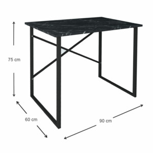 Γραφείο εργασίας Rilke Megapap χρώμα μαύρο εφέ μαρμάρου 90x60x75εκ. - Image 4