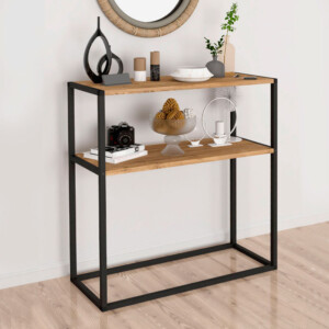 Κονσόλα Castel Megapap μεταλλική - μελαμίνης χρώμα μαύρο - pine oak 90x33