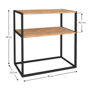 Κονσόλα Castel Megapap μεταλλική - μελαμίνης χρώμα μαύρο - pine oak 90x33,5x90εκ. - Image 5