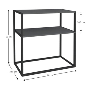 Κονσόλα Castel Megapap μεταλλική - μελαμίνης χρώμα μαύρο - ανθρακί 90x33,5x90εκ. - Image 5