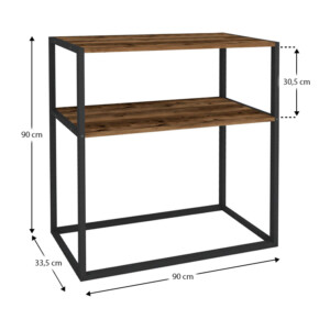 Κονσόλα Castel Megapap μεταλλική - μελαμίνης χρώμα μαύρο - καπνιστή καρυδιά 90x33,5x90εκ. - Image 5