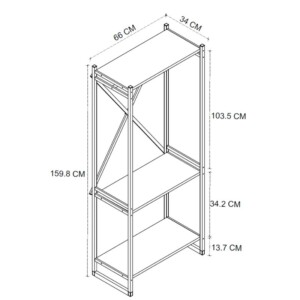 Έπιπλο εισόδου - Κρεμάστρα Zula Megapap μεταλλική - μελαμίνης χρώμα μαύρο - pine oak 66x30x160εκ. - Image 6