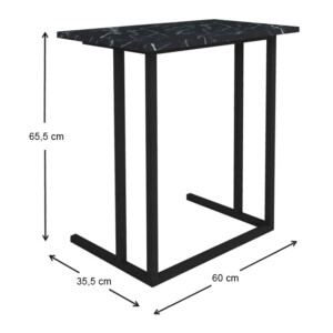 Τραπεζάκι βοηθητικό Jango Megapap μεταλλικό - μελαμίνης χρώμα μαύρο εφέ μαρμάρου 60x35,5x65,5εκ. - Image 4