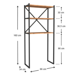 Έπιπλο πλυντηρίου Mindy Megapap μεταλλικό - μελαμίνης χρώμα μαύρο - pine oak 66x34x160εκ. - Image 4