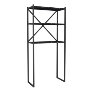 Έπιπλο πλυντηρίου Mindy Megapap μεταλλικό - μελαμίνης χρώμα μαύρο εφέ μαρμάρου 66x34x160εκ. - Image 2