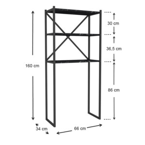 Έπιπλο πλυντηρίου Mindy Megapap μεταλλικό - μελαμίνης χρώμα μαύρο εφέ μαρμάρου 66x34x160εκ. - Image 4